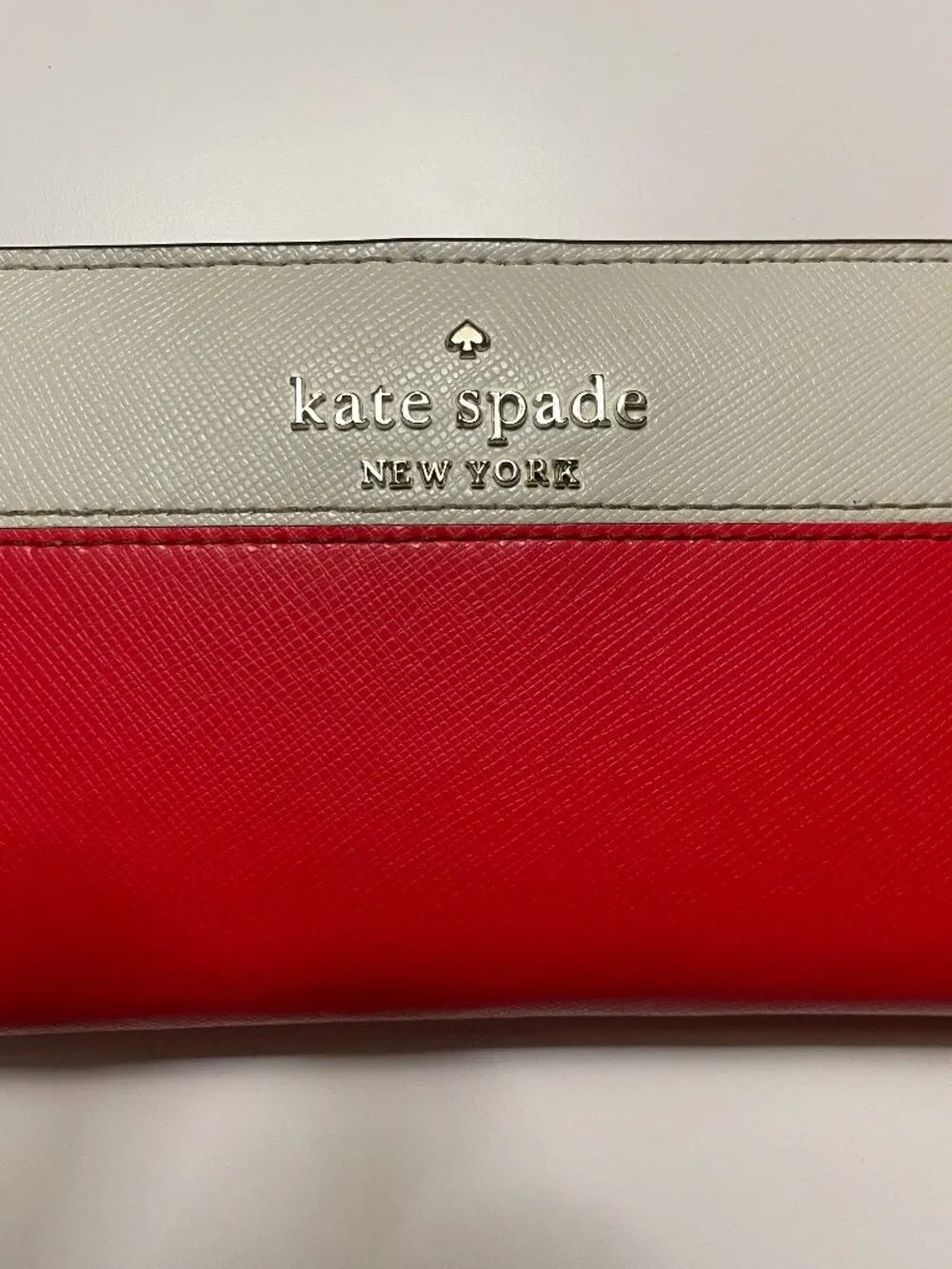 Kate Spade New York Colorblock Saffiano Leather Continental Wallet Red Cream